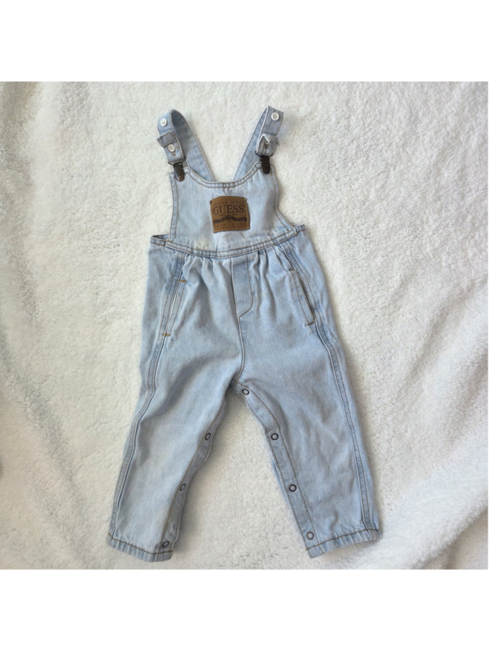 Vtg 90s Baby Guess Georges Marciano Denim Overalls Made in USA Snap 24M